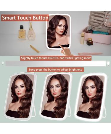 2Pack Travel Lighted Makeup Mirror with 72 LED Lights | 3 Color Lighting, 10 Folding Vanity Mirror | Touch Screen Dimming, Portable & USB Rechargeable | White & Pink - Buy Online on GoSupps.com