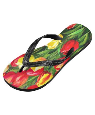 Mnsruu Floral Tulip Flip Flops for Home Hotel Spa & Travel Large Size for Women & Men - Buy Online on GoSupps.com