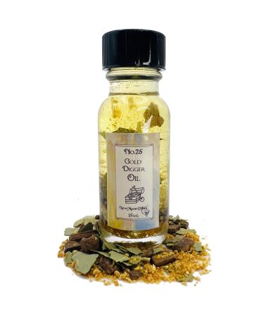 Gold Digger Oil by New Moon Vibes - Wealth Money Prosperity Abundance Success Luck Fortune - Spells Rituals Conjure - Handmade with Essential Oils & Herbs - Wicca Pagan Hoodoo Magick