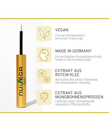 Nuvega Lash Vegan Eyelash & Eyebrow Serum | Grow Long Lashes in 4-6 Weeks | 3ml (1 Pack) - Fast International Shipping to Germany - Buy Online on GoSupps.com