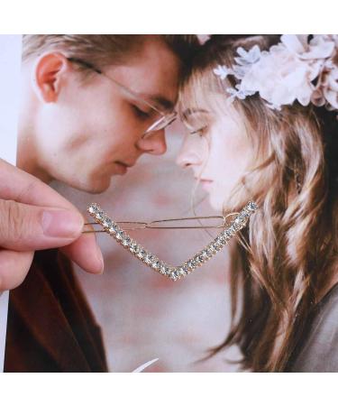 Inilbran Vintage Rhinestone Hair Clip Gold Crystal Wedding Hair Barrettes Crystal V Shape Hairpin Barrette Sparkly Cz Hair Pins Hairclip Decorative Cz Bridal Hair Accessories for Women(Style B) - Buy Online on GoSupps.com