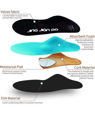 DACAT Orthopedic Shoe Inserts for Heel Spur Relief - Men's & Women's Insoles for Flat Feet & Plantar Fasciitis - EU Size 35-36 - Black - Buy Online on GoSupps.com