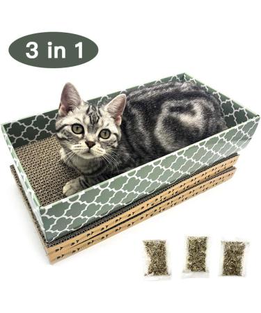 MECOOL Cat Scratcher Cardboard Pads - 3PCS Reversible Corrugated Lounge Bed with Catnip for Scratching & Play - Buy Online on GoSupps.com