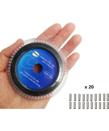 10LB-200LB Vinyl Coated Stainless Steel Fishing Wire Leader 10m with 20 Crimps - Black 30LB - Buy Online on GoSupps.com