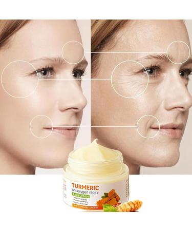 Bisienya Turmeric Face Cream Hydrating Face Cream Moisturize and Fade Fine Lines Improve Skin Texture Elasticity and Firmness and Reduce Dull Skin Tones(50g) - Buy Online on GoSupps.com