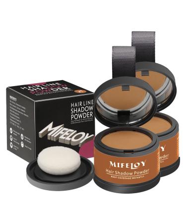 Mifeloy 2 piece of hairline powder with mirror sponge light brown invisible approach powder immediate effect concealer for hair sealing for women men waterproof hair make-up to base hide