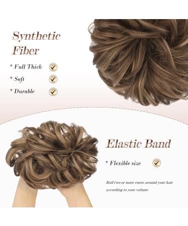 FESHFEN Messy Bun Scrunchie Hair Piece | Synthetic Updo Hairpiece Light Ash Brown Mixed Golden Brown - Buy Online on GoSupps.com