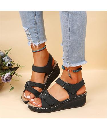 Lausiuoe Women's Arch Support Sandals for Plantar Fasciitis - Orthotic Flip Flops 8.5 W-Black - Buy Online on GoSupps.com