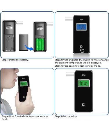 2023 QTlier Professional-Grade Breathalyzer | High-Accurate Alcohol Tester with LCD Display & Temperature | Home/Personal Use (8 Mouthpieces) - Buy Online on GoSupps.com