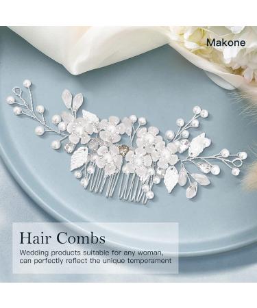 Makone Silver Rhinestone Wedding Hair Clip - Bridal Hair Accessories for Women - Flower Headpiece Barrette for Bride Bridesmaid Girls - Buy Online on GoSupps.com