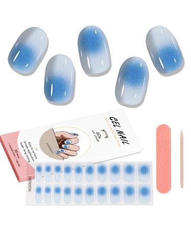 Kalolary Gel Nail Polish Strips Semi Cured Nail Gel Art Sticker Waterproof Full Nail Wraps Decal Sets with Nail File and Stick for Women Girls Nail Art Decor (UV/LED Lamp Required) (13)