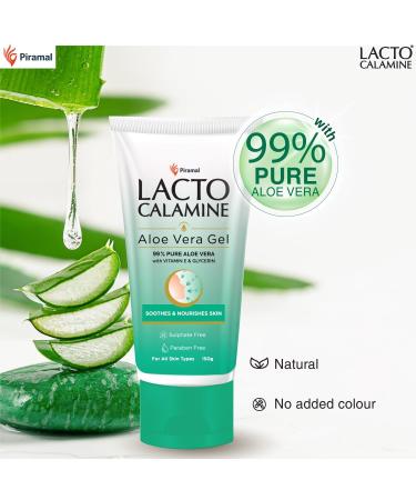 Lacto Calamine Aloe Vera Gel For Face | 150g | Moisturizer For Face With 99% Pure Natural AloeVera Vitamin E & Glycerin For Hydrating Skin Body & Hair | No Parabens No Sulphates - Buy Online on GoSupps.com