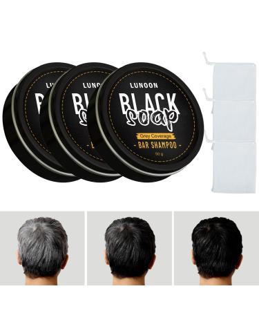 Soap Cover Soap Cover Gray 3PCS Natural Gray Hair Removal Soap Gray Hair Shampoo Bar Cover Coverage Soap Solid Shampoo Soap Growth Hair Darkening Compressed Soap Bar with 3 Foaming Net