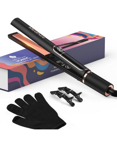MiroPure Flat Iron Hair Straightener 1 Inch Titanium Plates Hair Straightener with 15S Heat-up Professional MCH Ceramic Negative Ion Hair Iron Dual Voltage for Women Hair with Auto Shut-Off