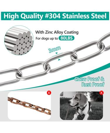 XiaZ Heavy Duty Dog Chains for Outside 20FT Stainless Steel Tie Out Cable with Swivel Hook for Large Medium Dogs Metal Chew Proof Pet Runner Chain Leash Lead for Outdoor Camping Hiking Yard 3MM Silver 3mm 20ft - Buy Online on GoSupps.com