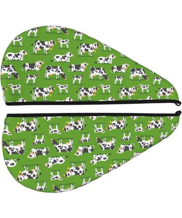 Buy Hair Towel Wrap - Quick-Dry Hair Drying Towel Turban with Button (Cows with Calfs Green) | Fast International Shipping - Buy Online on GoSupps.com