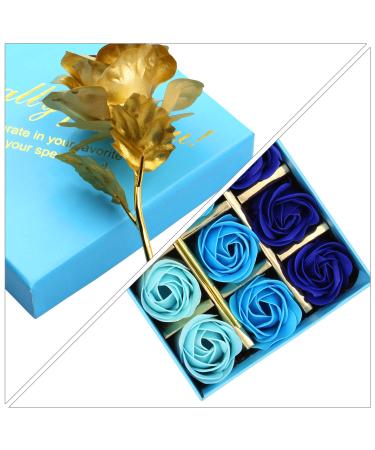 Rotumaty Floral Scented Rose Soap Set with Essential Oil and Flower Petals - Perfect Gifts for Women, Girls, Mom, Lover - Birthday, Valentine, Christmas - 12 PCS Blue - 13 Count - Buy Online on GoSupps.com