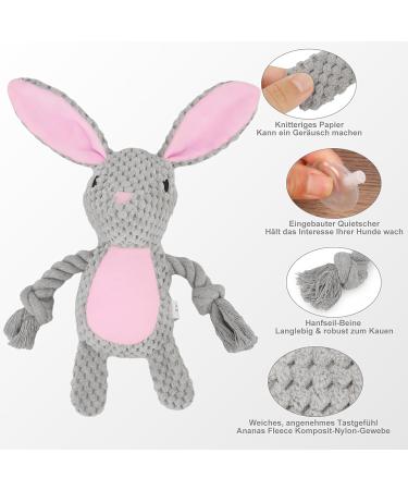 Tonyfy Dog Toys: Squeaky Plush & Interactive Cotton Rope Toys for Puppies & Small/Medium Dogs - Gray Hare - Buy Online on GoSupps.com