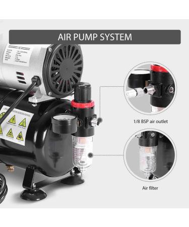 VIVOHOME Professional Airbrush Paint System with 1/5 HP Compressor - Ideal for Tattoo, Makeup, Cake Decoration - Black - Buy Online on GoSupps.com