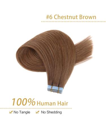 Yilite 40cm Chestnut Brown Tape-In Hair Extensions | Real Remy Hair Silky Straight Seamless 20 Pieces - Buy Online on GoSupps.com