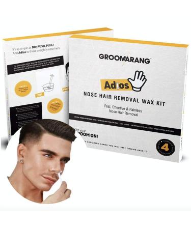Groomarang Adios Nose Hair Removal Wax Kit Nasal & Ear Hairs - Painless Effective and Safe