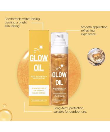 Body Glow Oil Broad Spectrum SPF 50 Glitter Shimmer Sunscreen Body Oil Lotion Lightweight Non-Sticky Moisturizer For Travel Beach & Camping (1) - Buy Online on GoSupps.com