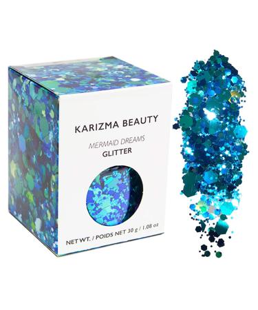 Mermaid Chunky Glitter  Large 30g Jar KARIZMA BEAUTY  Festival Glitter Cosmetic Face Body Hair Nails