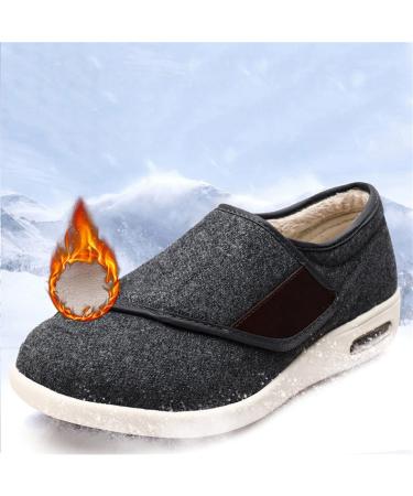 NVBHOF Diabetic Shoes for Men - Autumn & Winter Warm Fleece, Extra Wide Recovery Shoe for Elderly, Health Gift for Parents - Size 9C Black - Buy Online on GoSupps.com