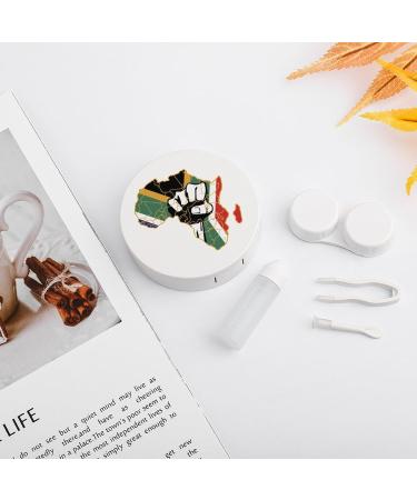 Black Power Africa Fist Map Contact Lens Case - Portable Round Storage Box with Mirror for Travel & Daily Use - Buy Online on GoSupps.com