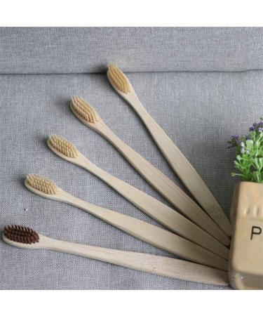 20 pcs Bamboo Toothbrush Set with Case | BPA-Free & Sustainable Wooden Toothbrushes | Activated Carbon for Healthy White Teeth - Beige - Buy Online on GoSupps.com