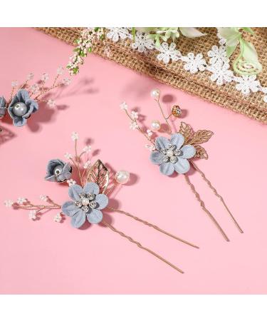 NUOBESTY 4pcs Blue Wedding Bridal Hair Comb Set - Handmade Rhinestone Headpieces & Accessories - Buy Online on GoSupps.com