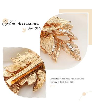 Casdre Leaf Hair Clip - Gold Crystal Bridal Hair Piece for Women & Girls - Buy Online on GoSupps.com