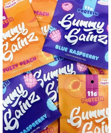 Gummy Gainz Protein Candy Gummies | High Protein Candy | 11g Protein per Serving | Fat Free Naturally Flavoured No Artificial Sweeteners Gluten Free Soy Free | Box of 6 Bags (Assorted) Assorted Box of 6 - Buy Online on GoSupps.com