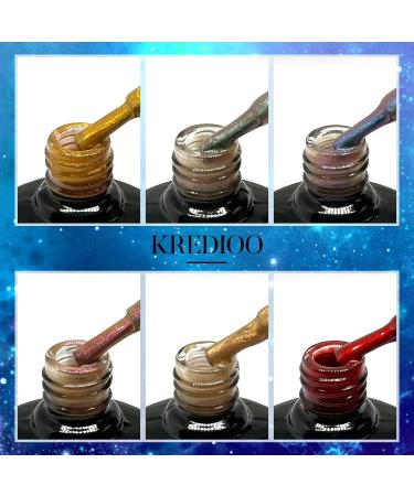 Kredioo Cat Eye Gel Nail Polish Set 6 Colors Gold Red Blue Green Magic 9D Magnetic Gel Polish Kit for Nail Art Soak Off LED UV 18 Effects Gel Salon Home DIY Manicure with Magnet Stick - Buy Online on GoSupps.com