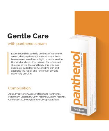 Panthenol Cream - Nourishing Skincare for Sun-Exposed & Sensitive Skin | 30g Moisturizer for Dry Skin Relief - Buy Online on GoSupps.com