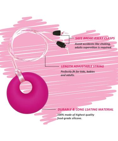 Sensory Chew Necklace for Kids & Adults - 3 Pack Silicone Chewy Necklace for Autism, ADHD, Anxiety - Purple Pink Rose Red - Buy Online on GoSupps.com
