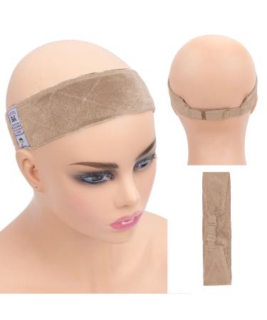 GEX Wig Grip Band with Adjustable Elastic Closure Flexible Velvet No Slip Wig grip Headbands Cap for Wigs(Beige)