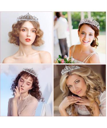 Crystal Rhinestone Wedding Tiara Crown - Elegant Silver Bridal Headpiece for Women and Girls - Buy Online on GoSupps.com