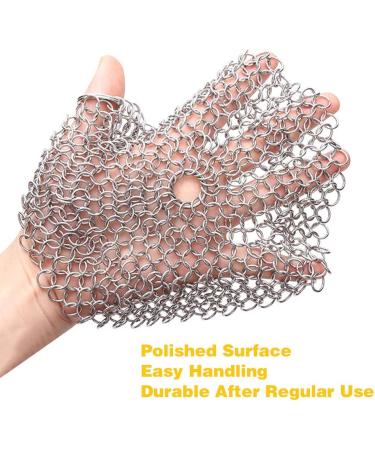 Stainless Steel Cast Iron Cleaner Abnaok 2 Packs 316L Chainmail Scrubber for Cast Iron Pan Pre-Seasoned Pan Pot Dutch Ovens Waffle Iron Pans Scraper Grill Cast Iron Skillet Scraper - Buy Online on GoSupps.com