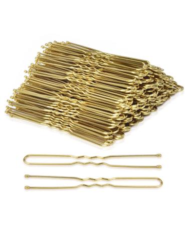 TsMADDTs 2.75" U Shaped Hair Pins - Large Hair Pins for Thick Hair - Blonde Bun Hair Pins for Women Girls with Box, Golden 100 pieces 2.75 Inch