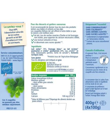 Hipp Organic Milk Delights White Cheese Nature Cups 4x100g - Pack of 6 - Buy Online on GoSupps.com