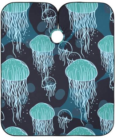 Waterproof Barber Cape - Green Jellyfish & Cheetah Haircut Bib for Men & Women | Unisex Hair Cutting Cape (8rp1a) - Buy Now - Buy Online on GoSupps.com
