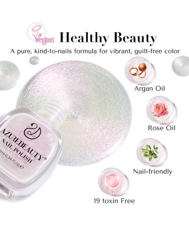 AZUREBEAUTY Vegan Shine White Nail Polish | Glitter Pearl Quick Dry Nail Enamel for DIY Manicure & Pedicure - Buy Online on GoSupps.com