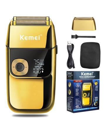 KEMEI Electric foil Shavers for Men, LCD Display Cordless Men's Razors, USB Rechargeable with Pop-up Beard Trimmer Best Worldwide Travel Gift, Model KM 2028, Gold - Buy Online on GoSupps.com