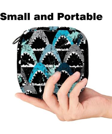 Menstruation Pad Bag with Zipper | Women's Napkin & Tampon Tote | Abstract Shark-Tongue Pattern - Buy Online on GoSupps.com