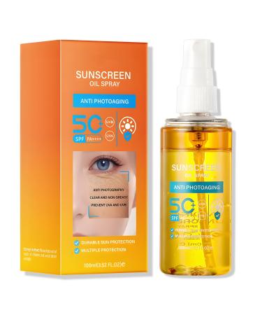 DAMUSI Sunscreen Oil Body Sunscreen Spray Spf 50 Glow Sunscreen Mist Hydration Lightweight Spf Body Oil,Broad Spectrum UVB/UVA Protection