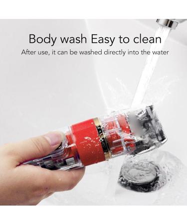 Dekaim Men's Hair Clipper Cordless Beard Trimmer Clippers Professional Hair Trimmer Haircutt Kit IPX7 Waterproof Transparent USB Rechargeable Electronic Hair Cutter (Red) - Buy Online on GoSupps.com