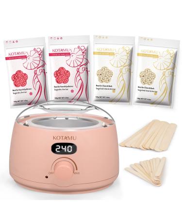 KOTAMU Digital Wax Warmer Kit for Hair Removal, At Home Waxing Kit for Women Sensitive Skin Brazilian Facial Hair Body with 4 Formulas Hard Wax Beads Target Different Type of Hair 1 Count (Pack of 1)
