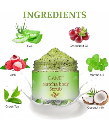 PEPHUCA Matcha Body Scrub - 100% Natural Green Tea Face Body & Foot Scrub with Dead Sea Salt Exfoliator Moisturizes Nourishes and Smoother Skin - Buy Online on GoSupps.com