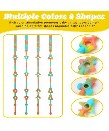 Buy BPA-Free Baby Toy Accessories: Pacifier Chain & Cup Holder Straps (4 Pack) - Ideal for Strollers High Chairs & Car Seats - Buy Online on GoSupps.com
